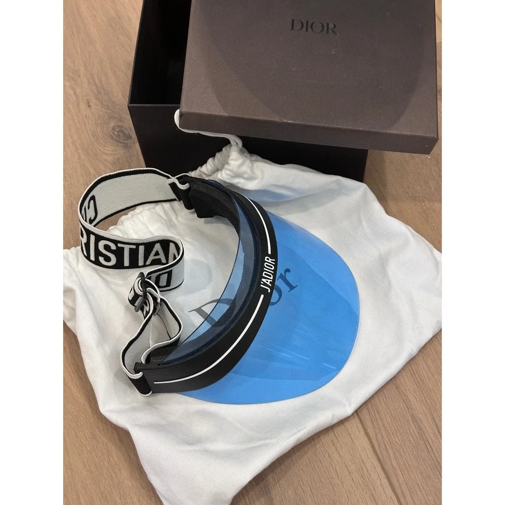 Christian Dior Club1 J'ADIOR Blue Visor Sunglasses Black White Logo Strap